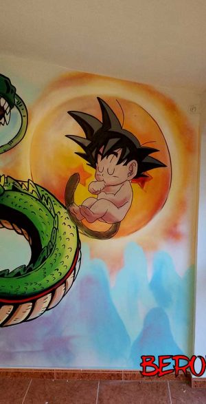 mural infantil goku bebe